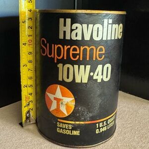 Vintage Havoline Supreme 10W-40 Oil Can Unopened 1979